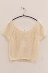 SWAYING 25 Early Autumn Shoulder Hollow Short Sleeve Knit Cardigan SW-SW25PF1T10C1-MB Off-white